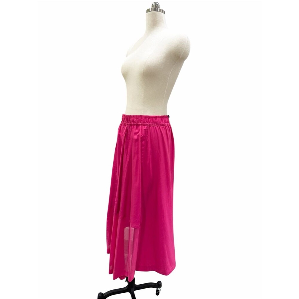 DKNY Handkerchief Hem Mixed Media Pull On Elastic Waist Maxi Skirt Pink XL NEW - Picture 4 of 16